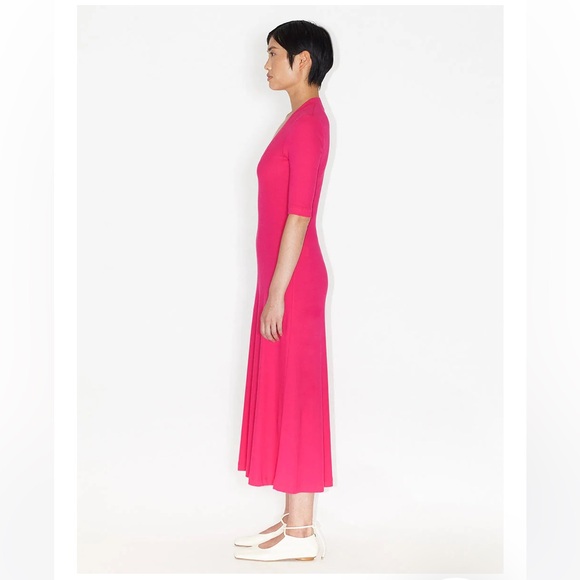 Rosetta Getty Cropped Sleeve U-Neck T-Shirt Dress, Magenta, size M - Picture 2 of 10